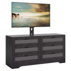 Mobile TV in legno e rattan con montaggio 6 cassetti 120 cm L x 111 cm A x 40 cm P