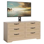 Mobile TV in legno e rattan con montaggio 6 cassetti 120 cm L x 111 cm A x 40 cm P