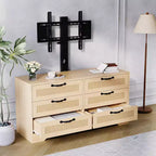 Mobile TV in legno e rattan con montaggio 6 cassetti 120 cm L x 111 cm A x 40 cm P