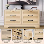 Mobile TV in legno e rattan con montaggio 6 cassetti 120 cm L x 111 cm A x 40 cm P