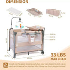 Culla 3-in-1 in Alluminio da Comodino per Neonati 83,06 cm A x 110 cm L x 78 cm P