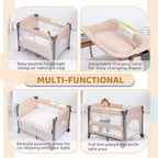Culla 3-in-1 in Alluminio da Comodino per Neonati 83,06 cm A x 110 cm L x 78 cm P