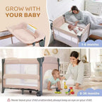 Culla 3-in-1 in Alluminio da Comodino per Neonati 83,06 cm A x 110 cm L x 78 cm P