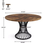 Tavolo da pranzo rotondo in MDF e metallo, diametro 119 cm x 76 cm H