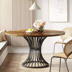 Tavolo da pranzo rotondo in MDF e metallo, diametro 119 cm x 76 cm H