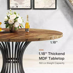 Tavolo da pranzo rotondo in MDF e metallo, diametro 119 cm x 76 cm H