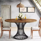 Tavolo da pranzo rotondo in MDF e metallo, diametro 119 cm x 76 cm H