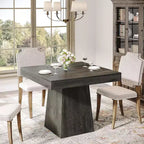 Lantine 31.5-Inch Modern Square Dining Table with Pedestal Base, Small Kitchen Table for 4 for Dining Room, Kitchen, Living Room, Grey