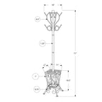 Appendiabiti in metallo a 8 ganci a 2 ripiani con portaombrelli altezza 180 cm