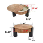 Tavolino da caffè rotondo in MDF con contenitore a scomparsa 33,07''L x 14,96''A