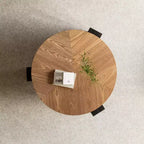 Tavolino da caffè rotondo in MDF con contenitore a scomparsa 33,07''L x 14,96''A