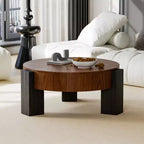 Tavolino da caffè rotondo in MDF con contenitore a scomparsa 33,07''L x 14,96''A