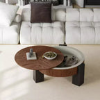 Tavolino da caffè rotondo in MDF con contenitore a scomparsa 33,07''L x 14,96''A