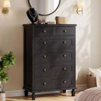 Vintage 6 Drawer Dresser with Tapered Legs, Wooden Tall Chest of Drawers - Ideal for Bedroom Living Room Entryway Office