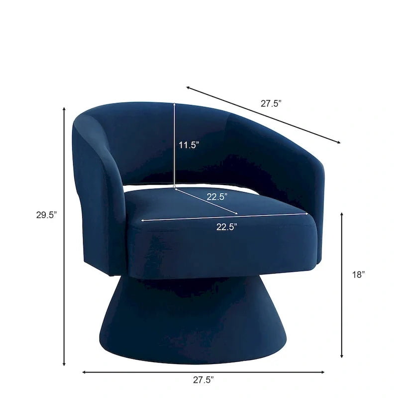 Fauteuil pivotant moderne en forme de tonneau, chaises d'appoint rondes rembourrées en velours, fauteuil pivotant confortable à 360 degrés avec dossier ouvert