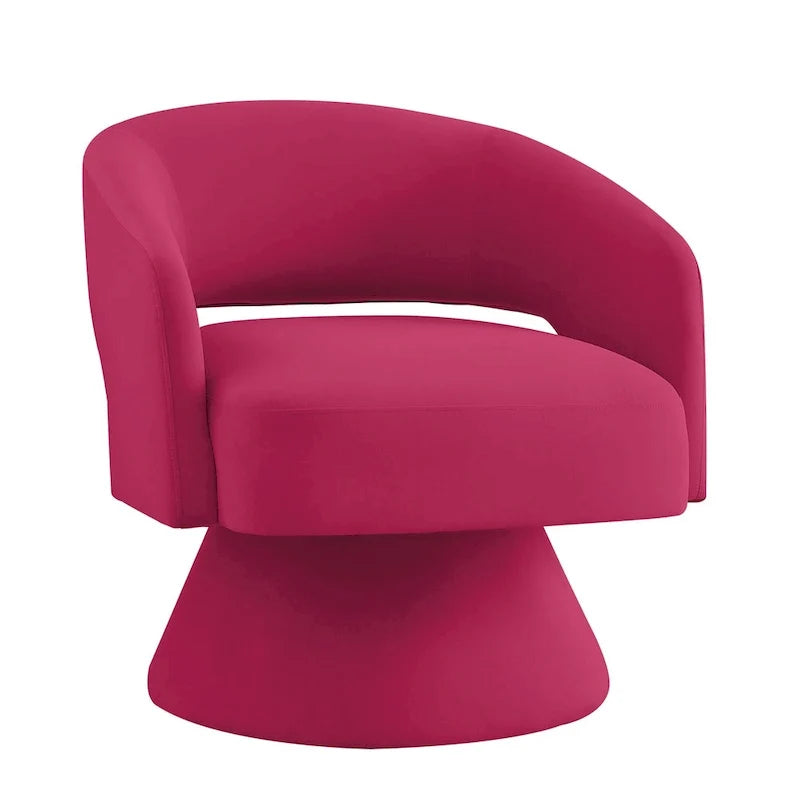 Fauteuil pivotant moderne en forme de tonneau, chaises d'appoint rondes rembourrées en velours, fauteuil pivotant confortable à 360 degrés avec dossier ouvert