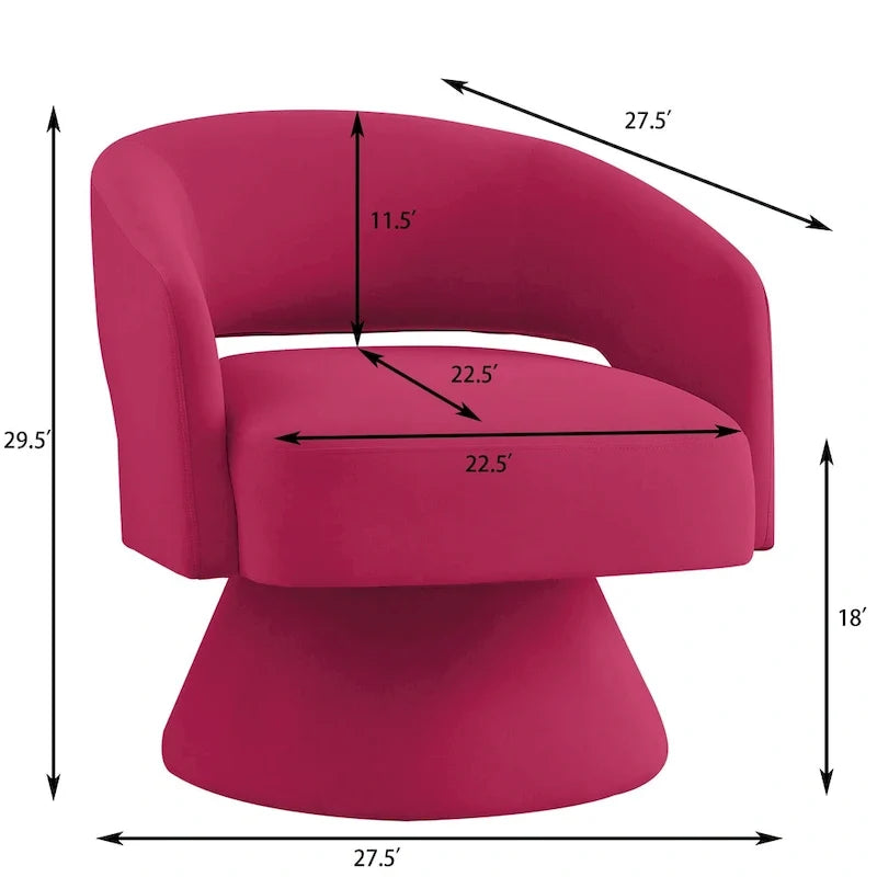 Fauteuil pivotant moderne en forme de tonneau, chaises d'appoint rondes rembourrées en velours, fauteuil pivotant confortable à 360 degrés avec dossier ouvert