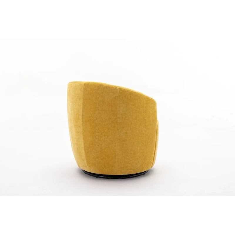 Fauteuil pivotant moderne jaune chenille 25,6 po avec anneau métallique