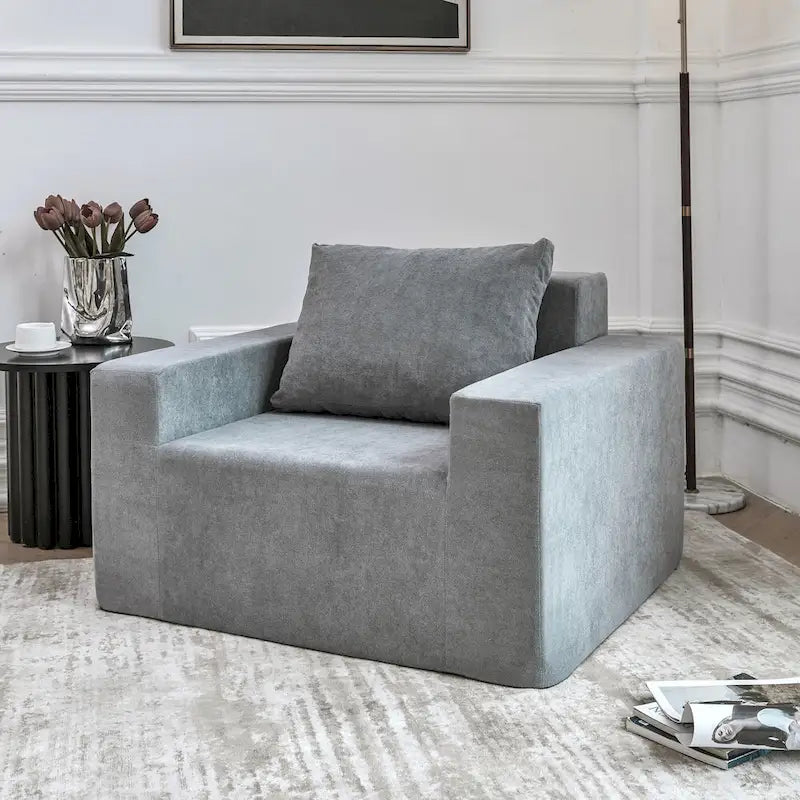 Plain Grey Modern 40.2 Accent Chair with Pillow