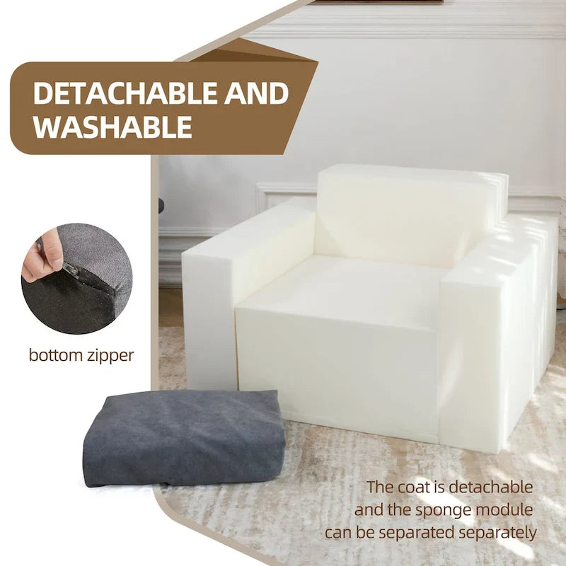 Plain Grey Modern 40.2 Accent Chair with Pillow