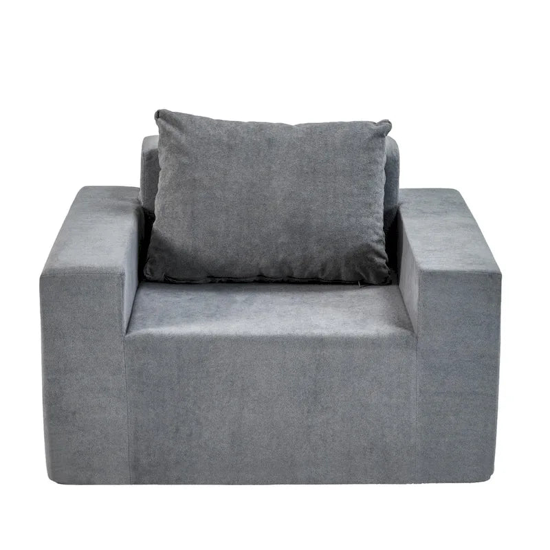 Plain Grey Modern 40.2 Accent Chair with Pillow
