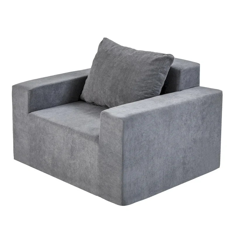 Plain Grey Modern 40.2 Accent Chair with Pillow