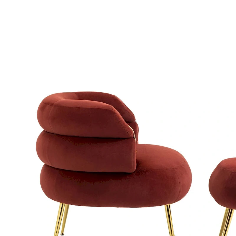 Wine Red Modern 29.1 Barrel Chair with Ottoman