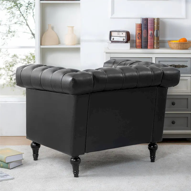 Black Modern 39 Tufted Accent Chair with Nailheads