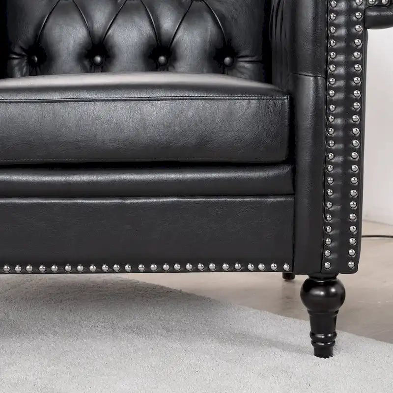 Black Modern 39 Tufted Accent Chair with Nailheads
