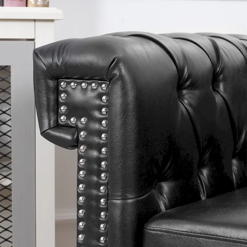 Black Modern 39 Tufted Accent Chair with Nailheads