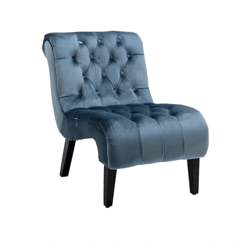 Fauteuil d'appoint capitonné bleu clair 22,83 avec pieds en bois pour salon