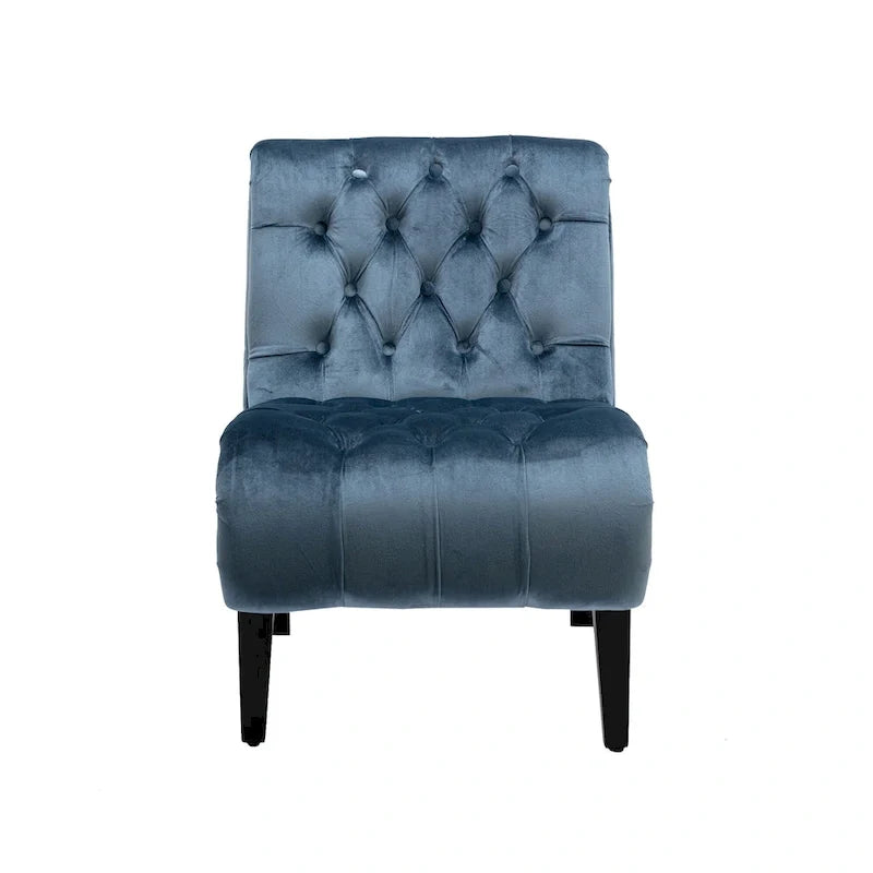 Fauteuil d'appoint capitonné bleu clair 22,83 avec pieds en bois pour salon