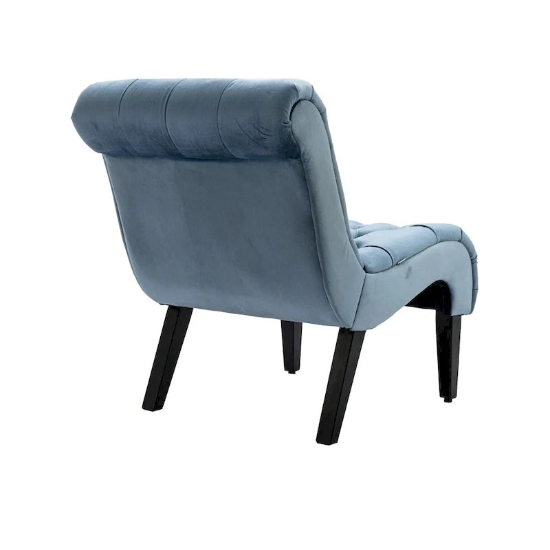 Fauteuil d'appoint capitonné bleu clair 22,83 avec pieds en bois pour salon