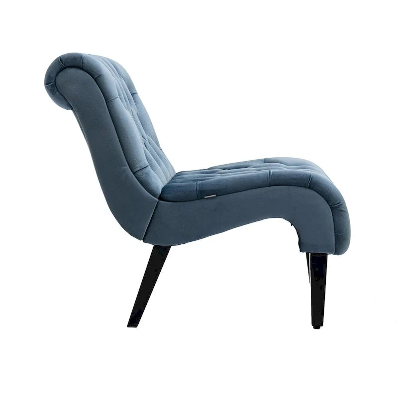 Fauteuil d'appoint capitonné bleu clair 22,83 avec pieds en bois pour salon