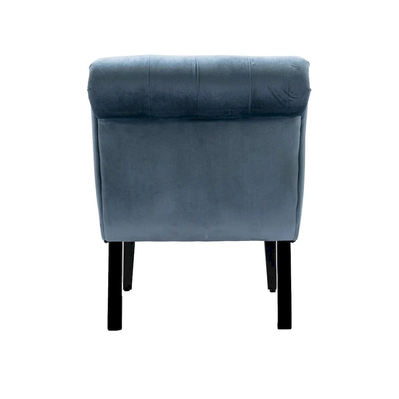 Fauteuil d'appoint capitonné bleu clair 22,83 avec pieds en bois pour salon