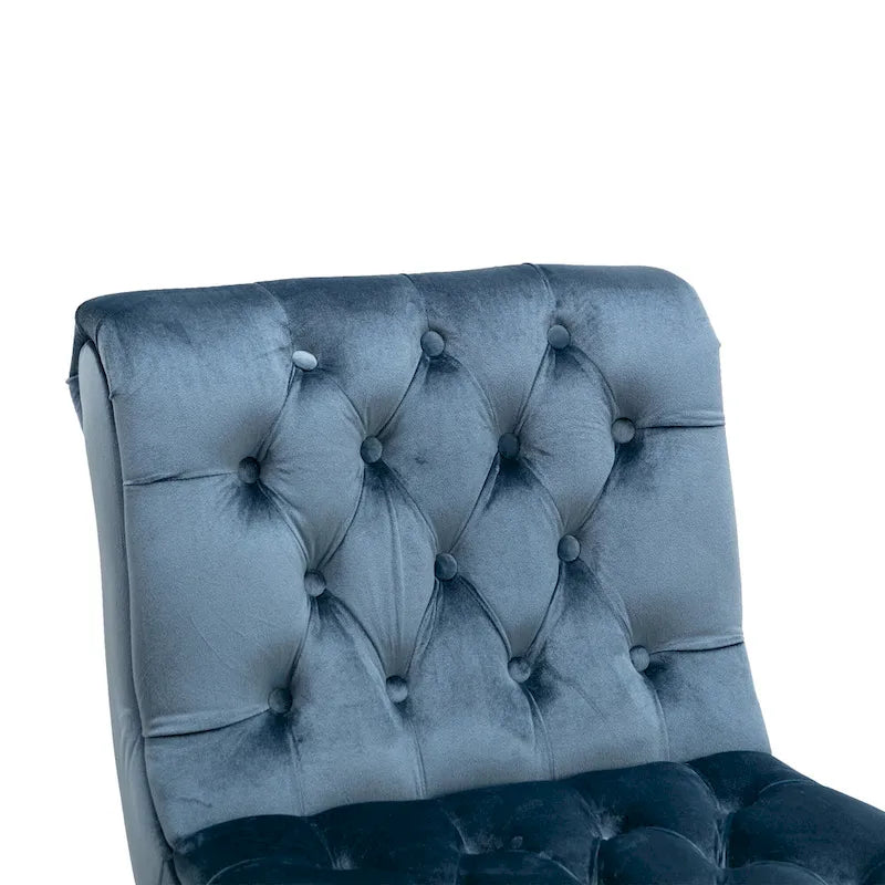 Fauteuil d'appoint capitonné bleu clair 22,83 avec pieds en bois pour salon