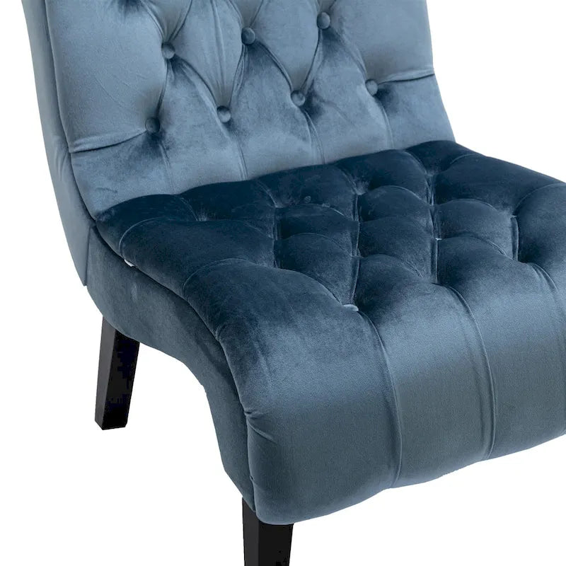 Fauteuil d'appoint capitonné bleu clair 22,83 avec pieds en bois pour salon