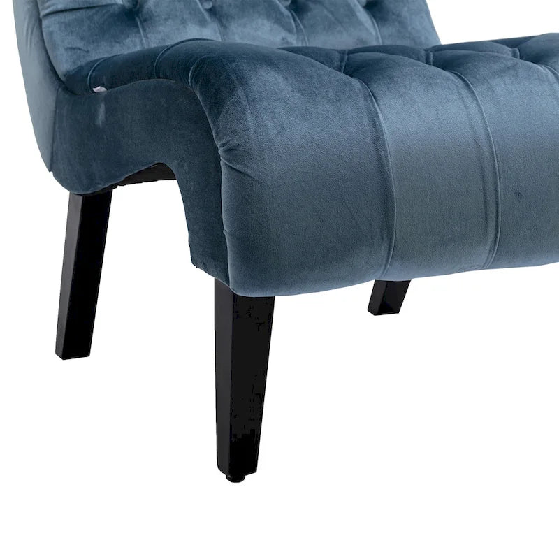 Fauteuil d'appoint capitonné bleu clair 22,83 avec pieds en bois pour salon
