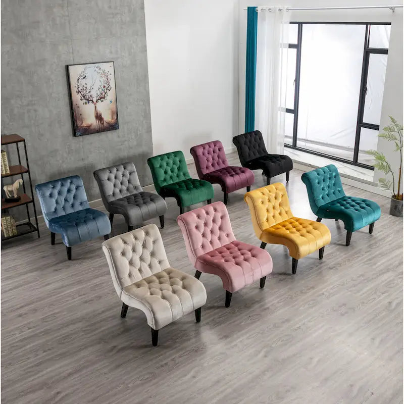 Fauteuil d'appoint capitonné bleu clair 22,83 avec pieds en bois pour salon