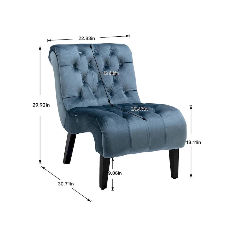 Fauteuil d'appoint capitonné bleu clair 22,83 avec pieds en bois pour salon