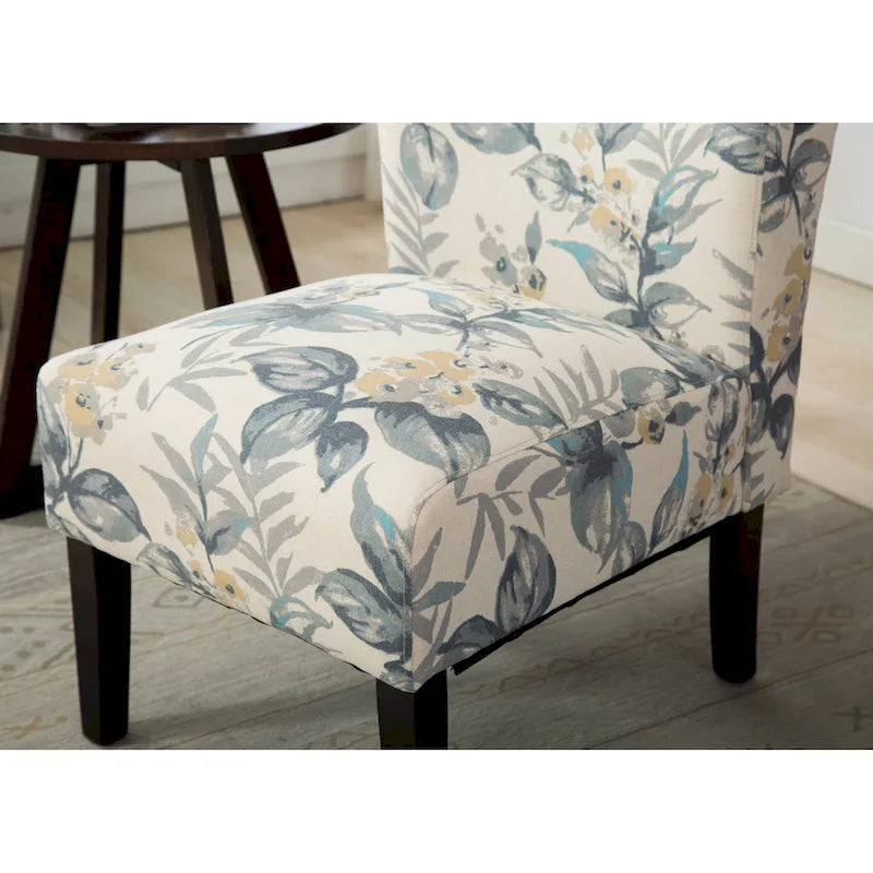 Fauteuil d'appoint rembourré Blue Leaves 29.13 avec pieds en bois
