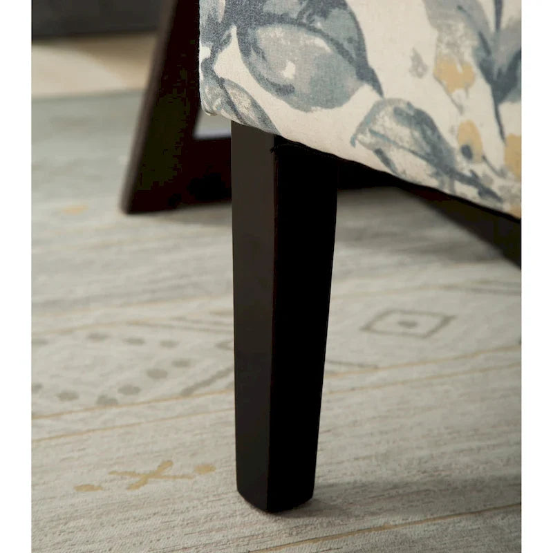 Fauteuil d'appoint rembourré Blue Leaves 29.13 avec pieds en bois
