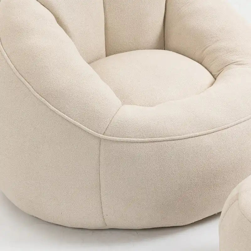 Beige Modern 40 Microfiber Accent Chair with Ottoman
