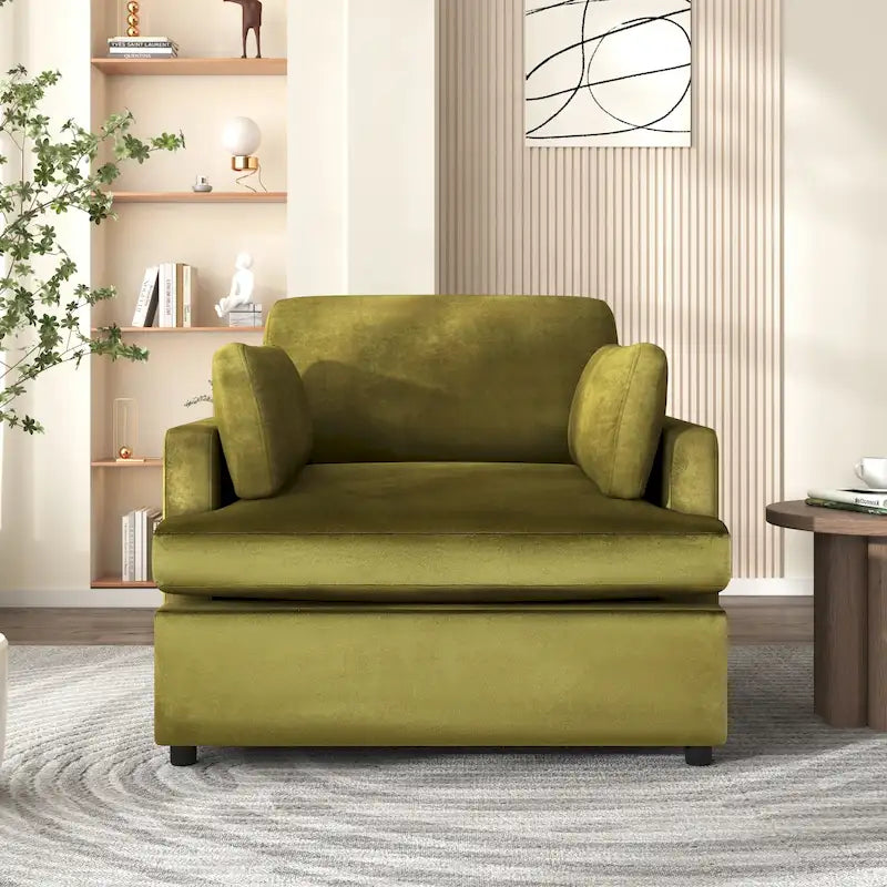37 Accent Chair with Plastic Legs and Decorative Pillows