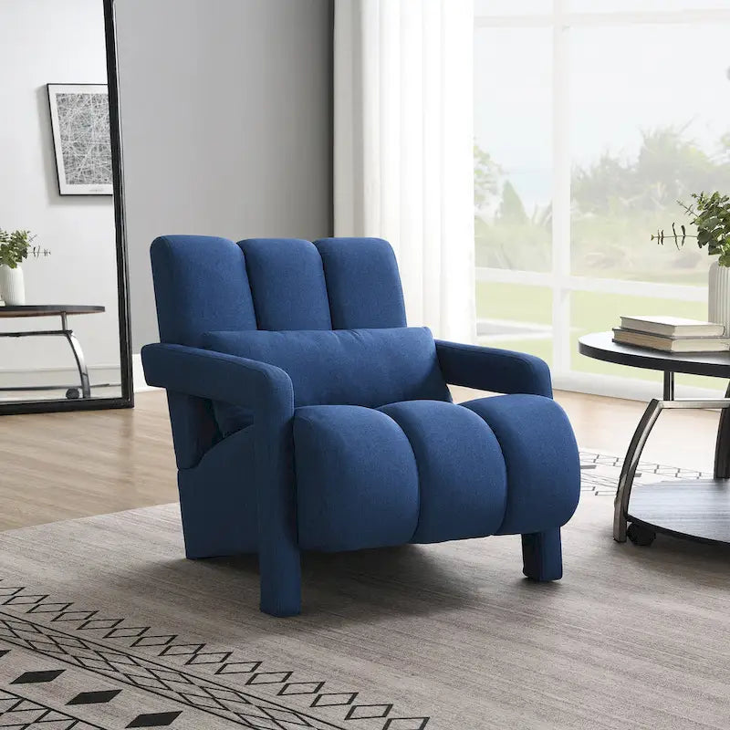 Fauteuil d'appoint moderne bleu marine de 27,5 po avec oreiller