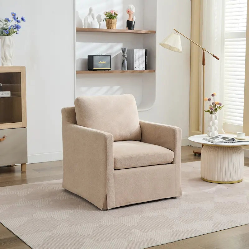 29.92 Chenille Swivel Accent Chair with Removable Cushion