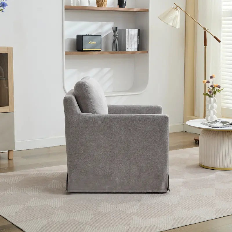 29.92 Chenille Swivel Accent Chair with Removable Cushion