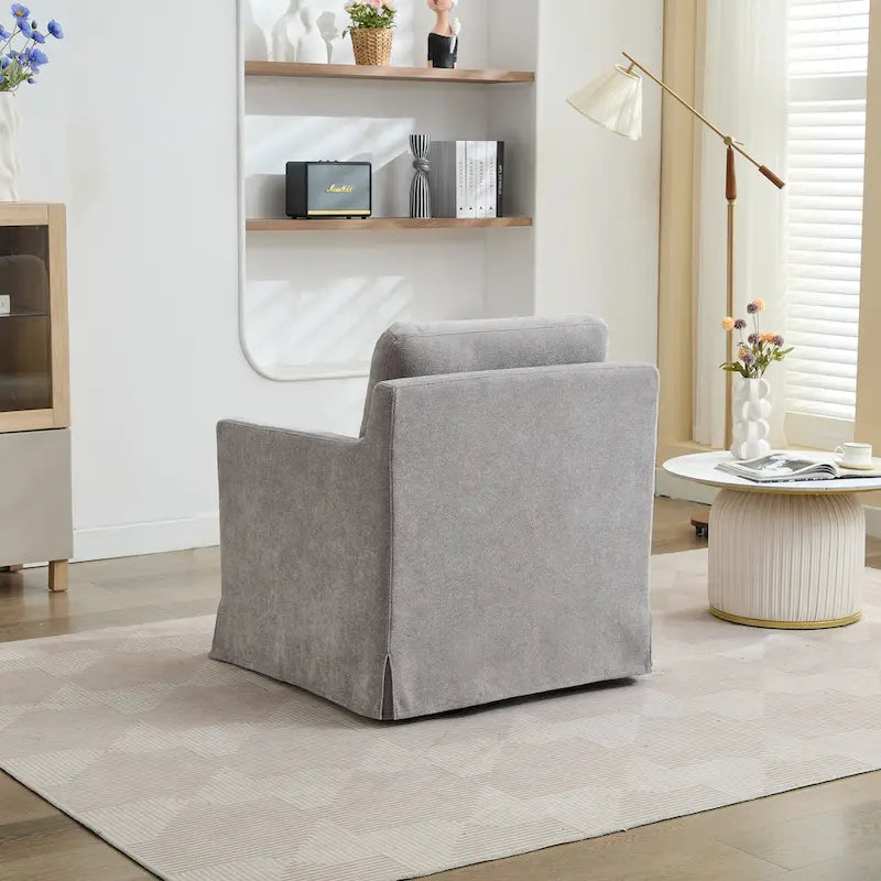 29.92 Chenille Swivel Accent Chair with Removable Cushion