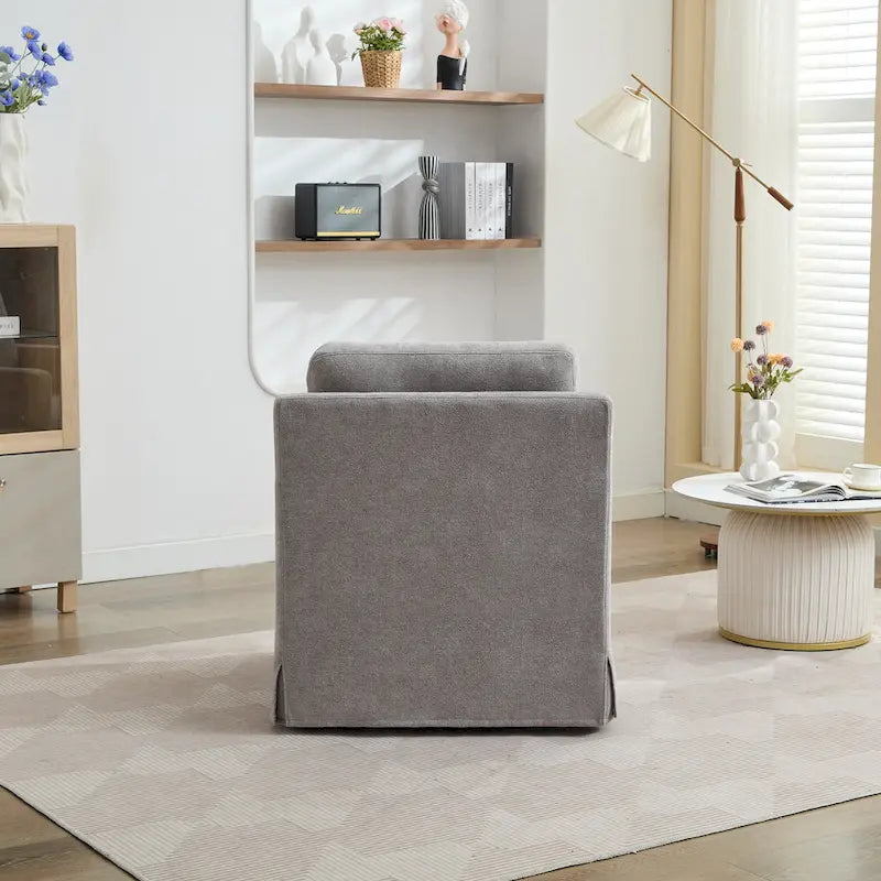29.92 Chenille Swivel Accent Chair with Removable Cushion