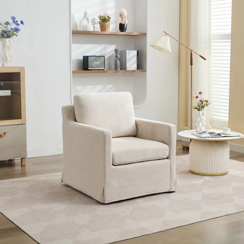 29.92 Chenille Swivel Accent Chair with Removable Cushion
